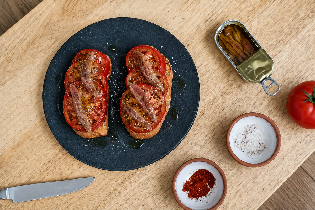 Pan con Tomate - Tomato & Anchovy Toast Recipe by Sebastián Vargas