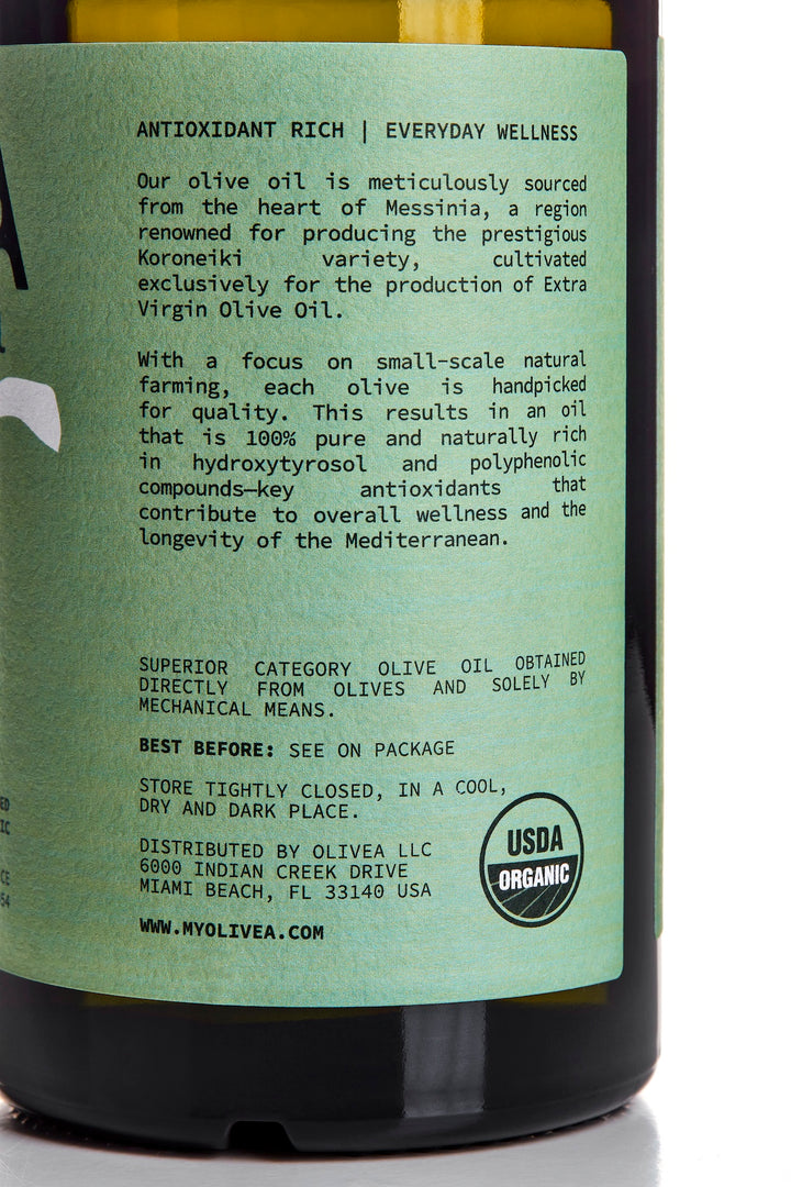 Olivea High Phenolic Extra Virgin Olive Oil — 500+ mg/kg Polyphenols