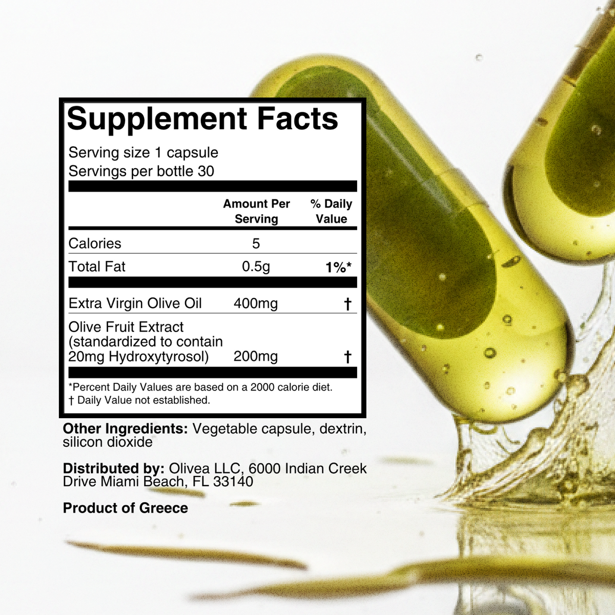 Olivea Hydroxytyrosol Supplement — Polyphenol Olive Oil Capsules
